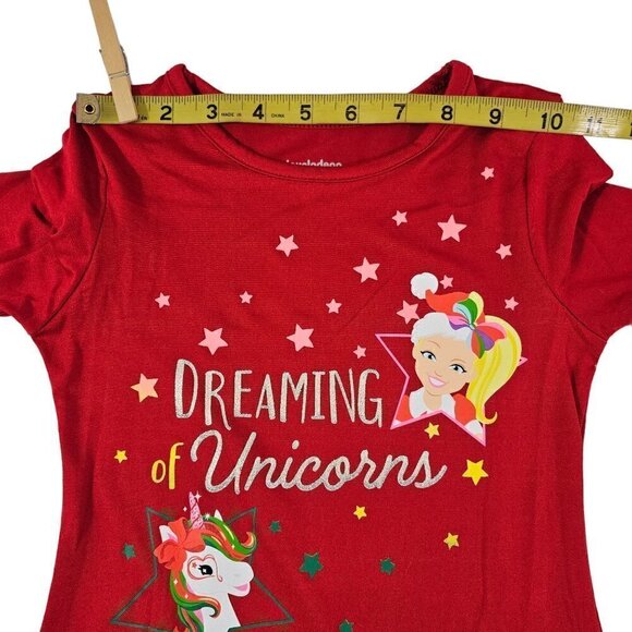 Nickelodeon JoJo Siwa Girls Christmas Holiday Red Dreaming of Unicorns Dress NWT - Picture 6 of 16